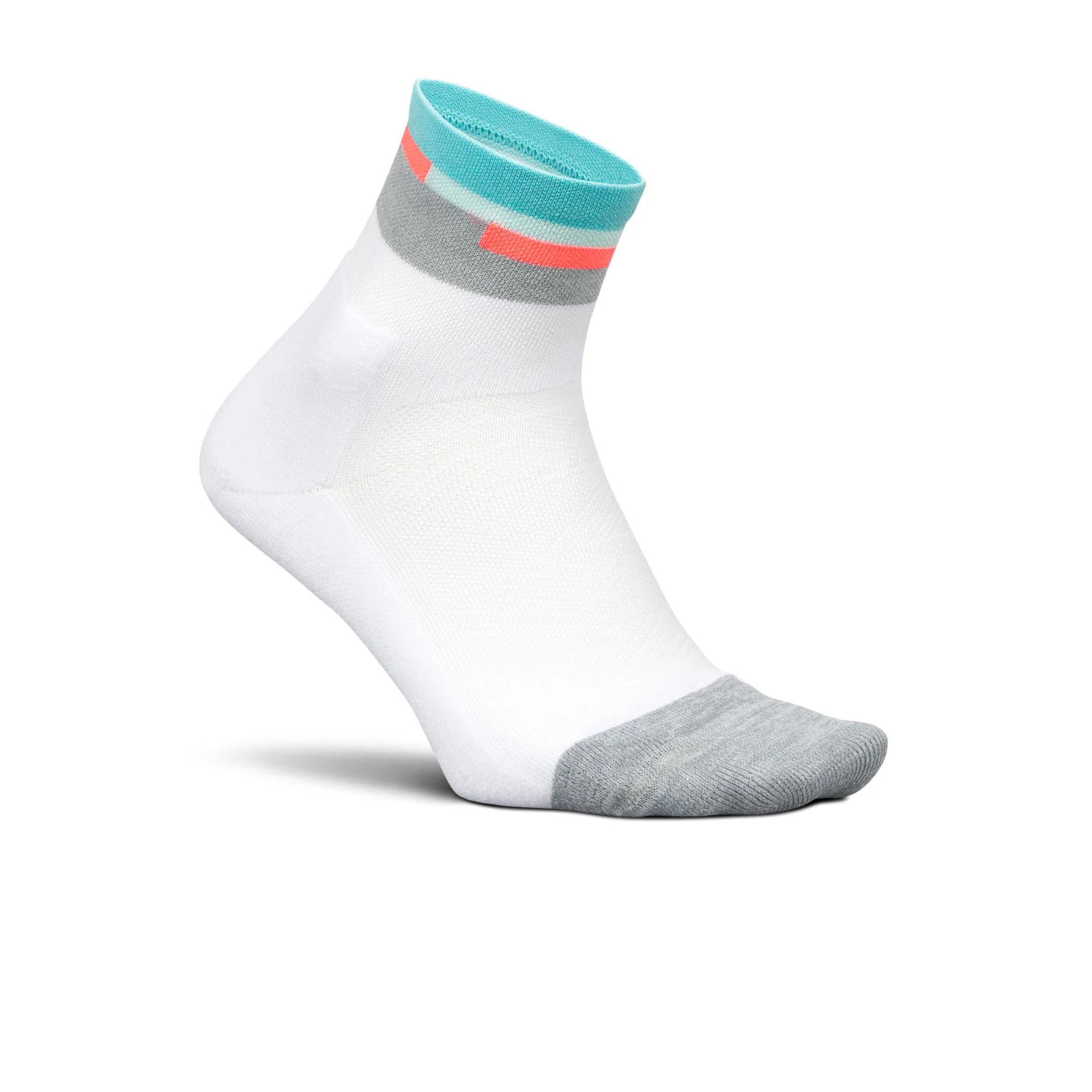 Feetures Elite Light Cushion Quarter Sock (Unisex) - Aquatic White - Image 4