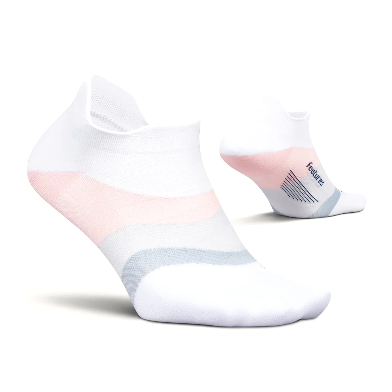 Feetures Elite Ultra Light No Show Tab Sock (Unisex) - White Rose - Image 2