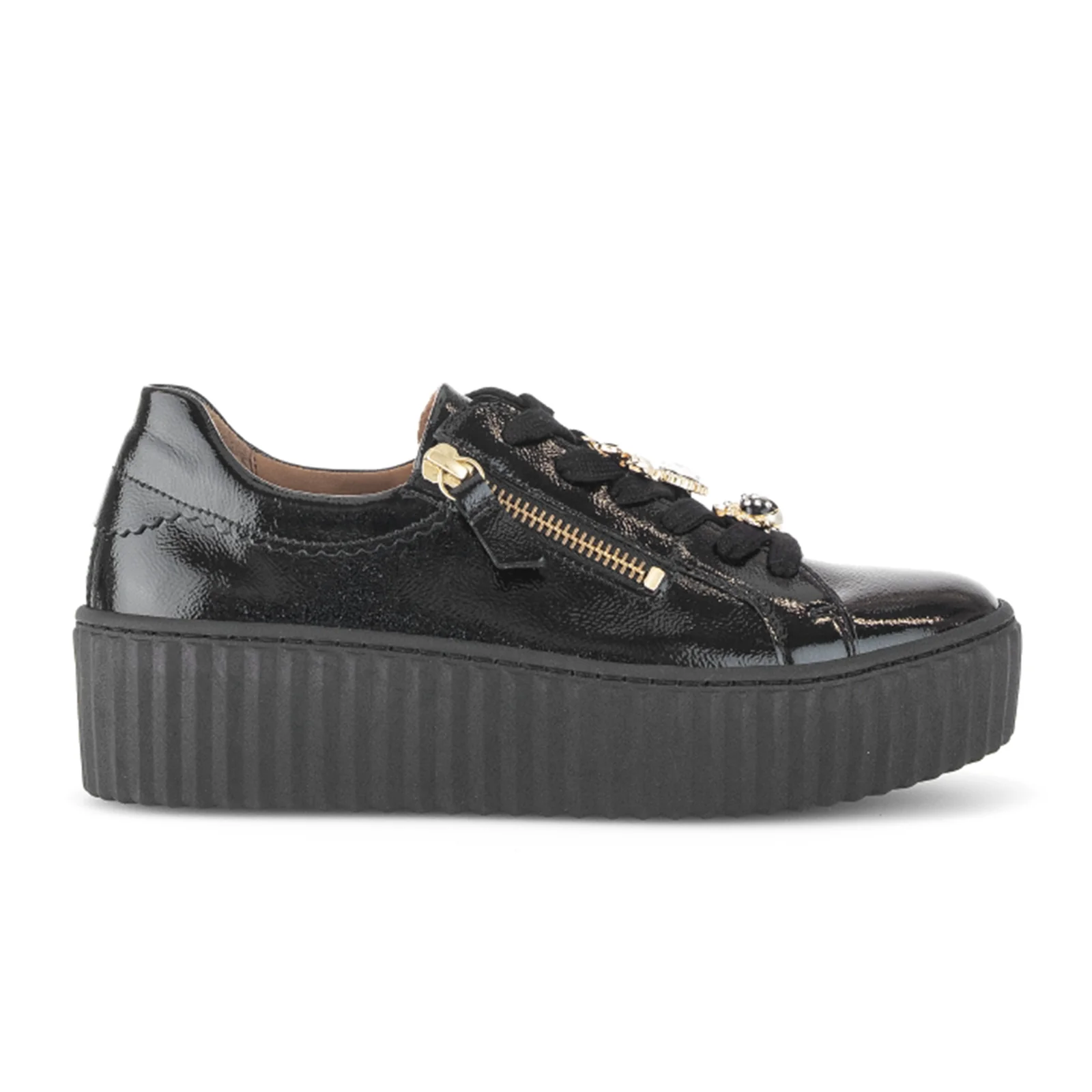 Gabor 201 Double Zip Platform Sneaker (Women) - Full Lack/Schwarz/Gold