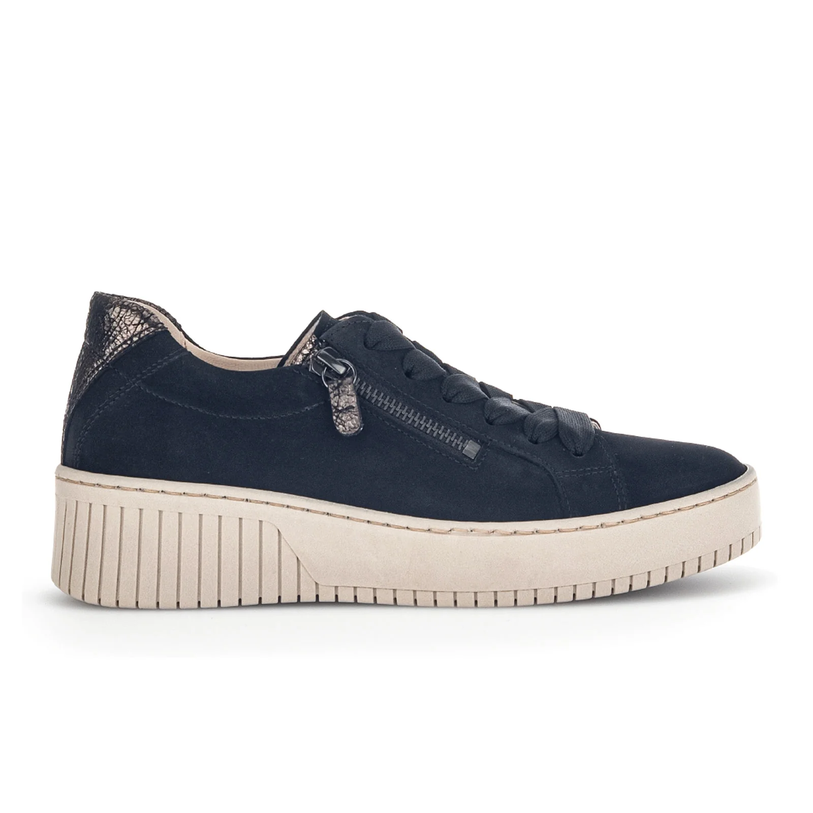 Gabor 230 Dolly Platform Sneaker (Women) - Black Dust Nubuck/Broken Met