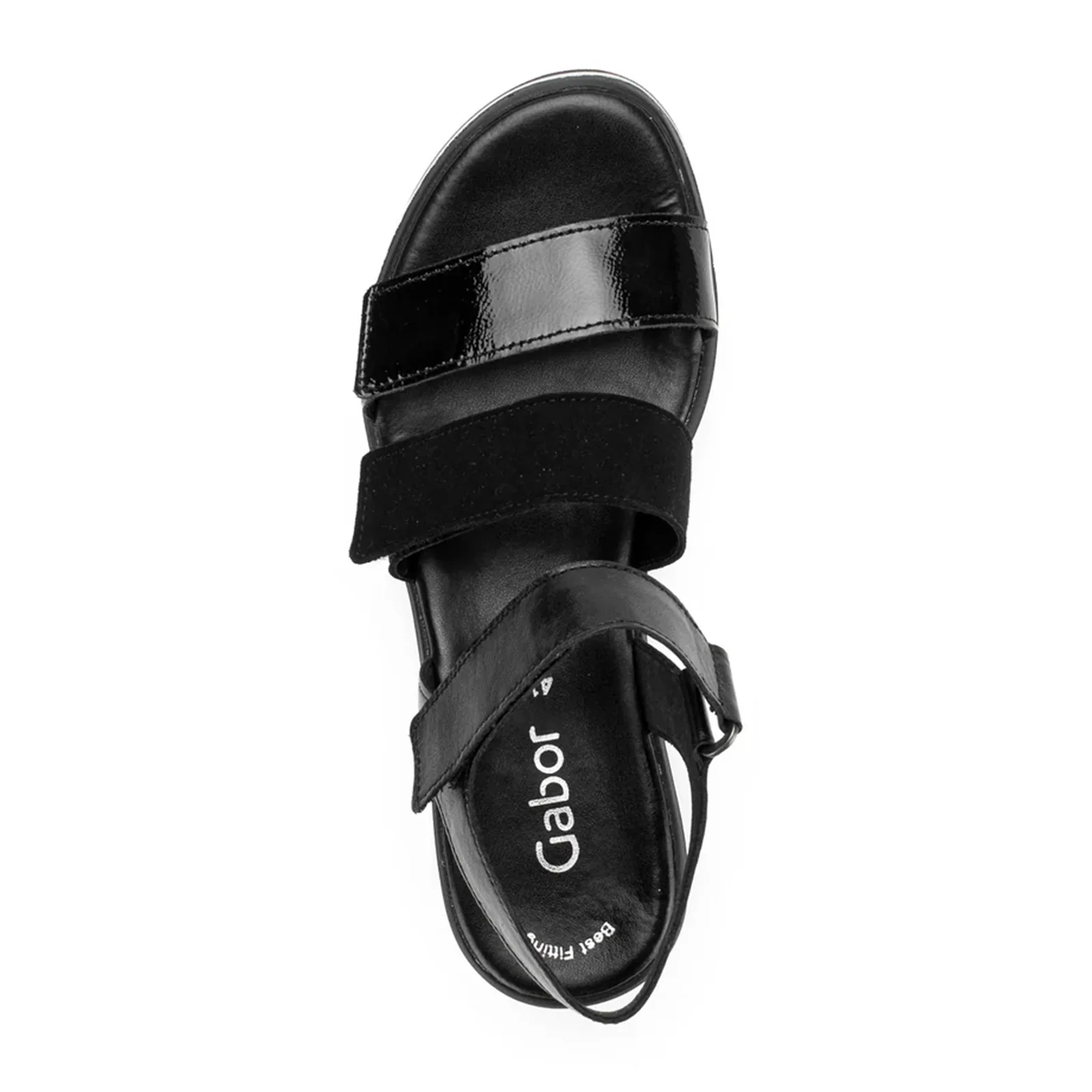 Gabor 620 Platform Wedge Sandal (Women) - Schwarz Lack/Samtchevreau - Image 3