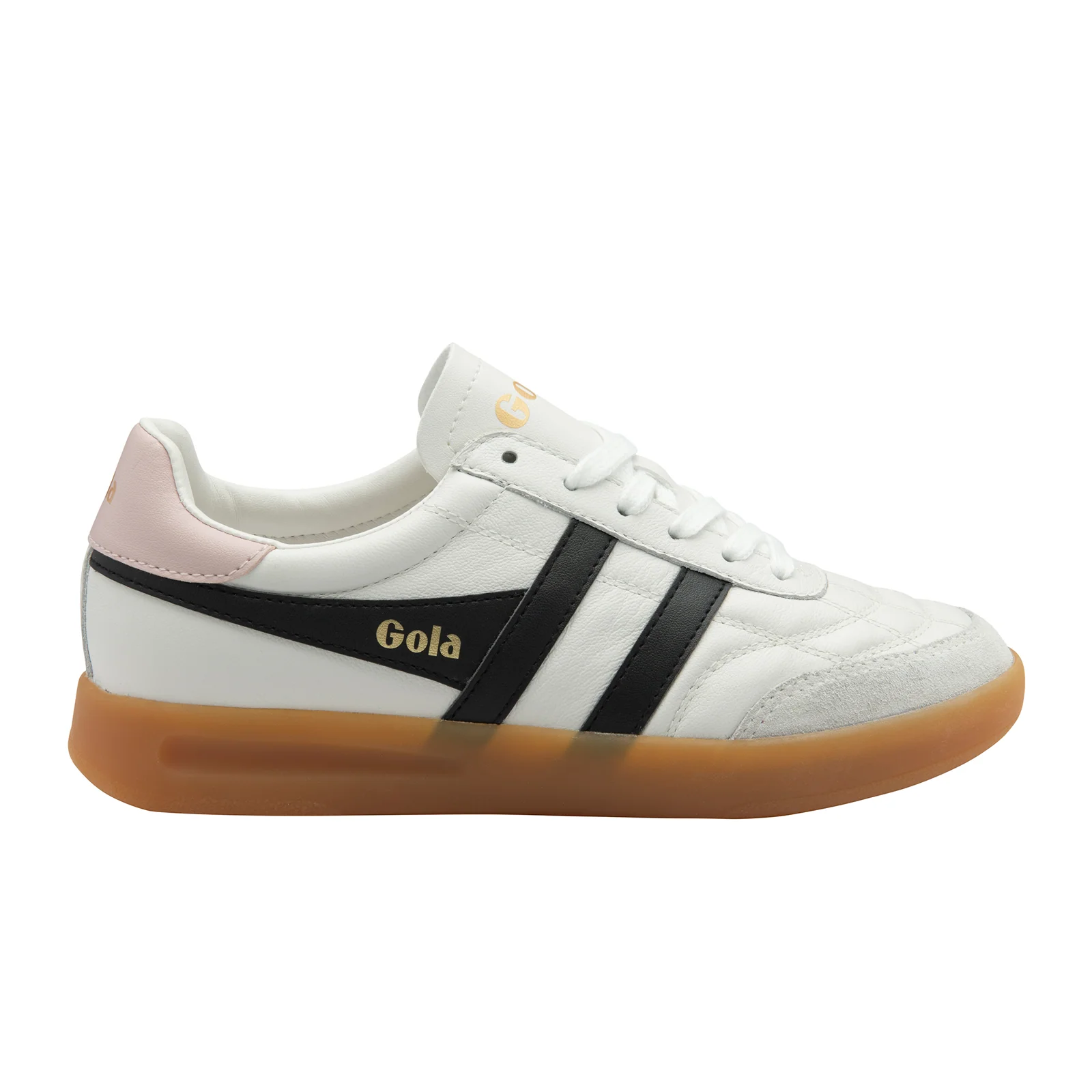 Gola Stadia Leather Sneaker (Women) - White/Black/Chalk Pink/Gum