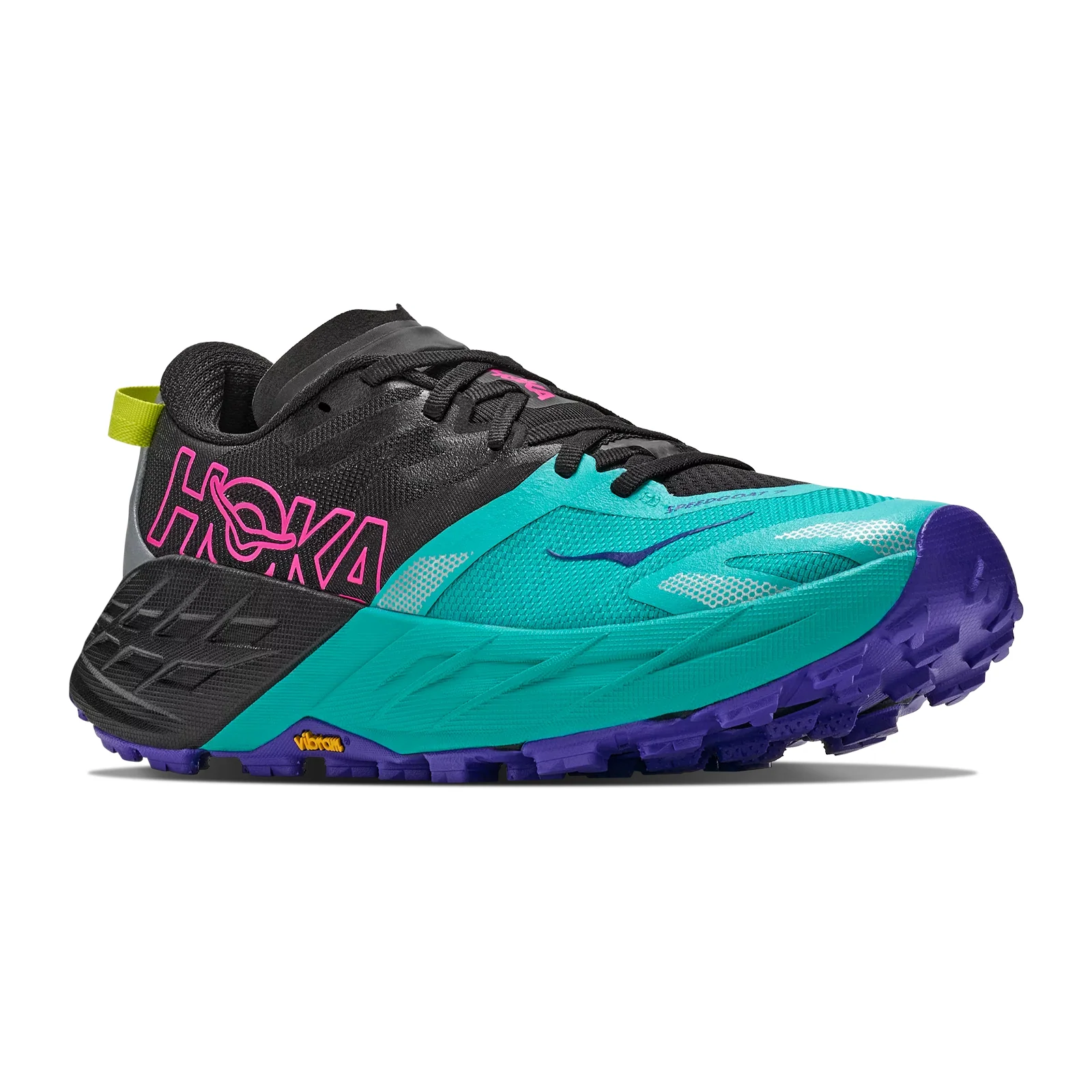 Hoka Speedgoat 7 Trail Running Shoe (Women) - Black/Electric Aqua - Image 3