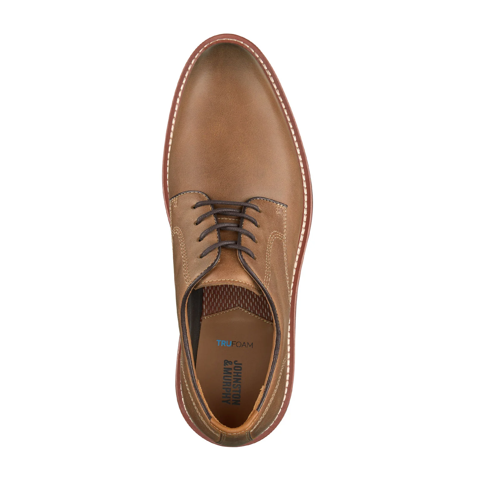 Johnston & Murphy Upton Plain Toe Oxford (Men) - Tan Oiled Full Grain - Image 4