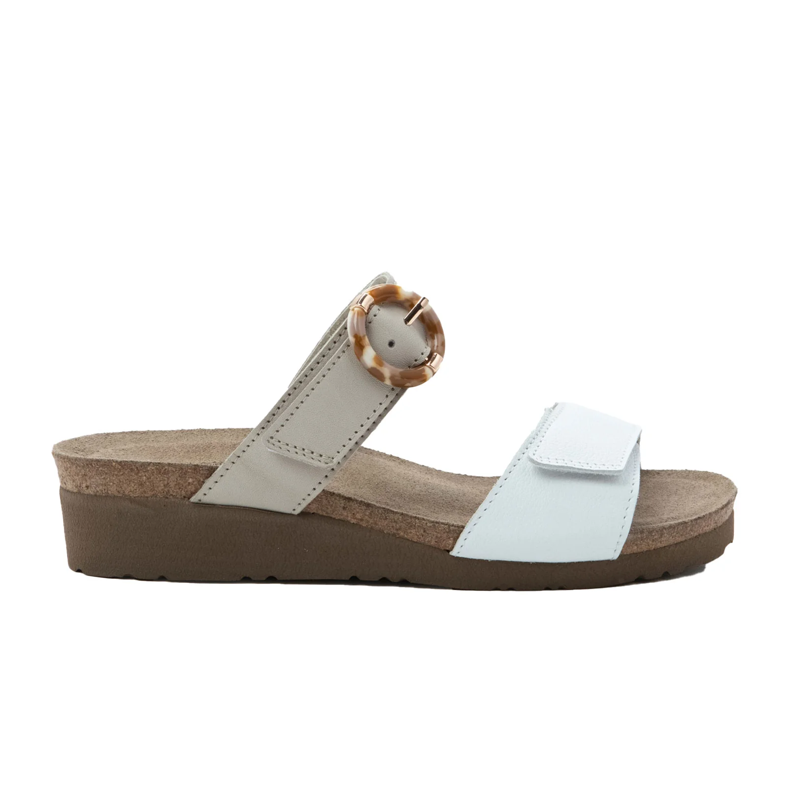 Naot Anabel Wide Wedge Sandal (Women) - White Leather/Soft Ivory Leather