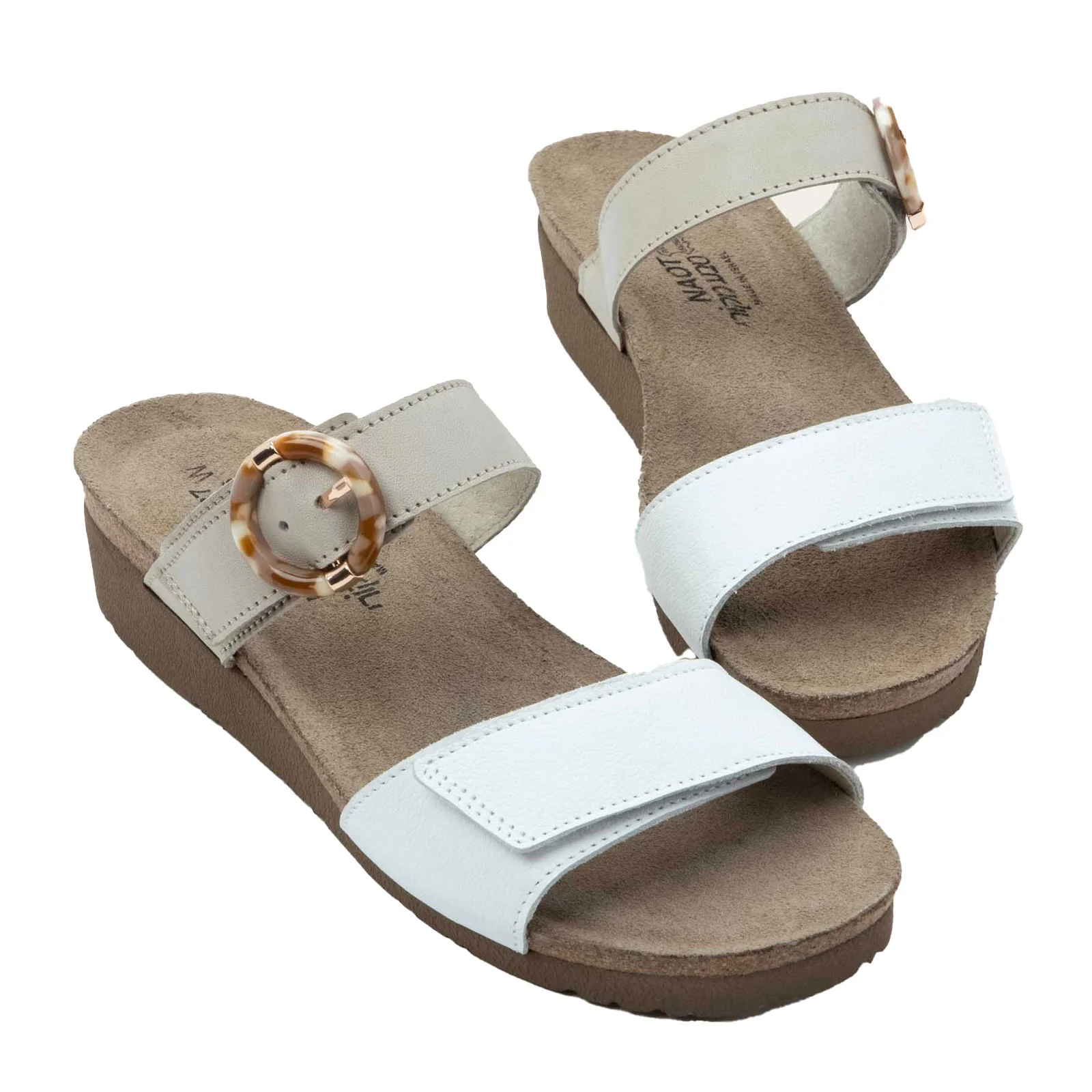 Naot Anabel Wide Wedge Sandal (Women) - White Leather/Soft Ivory Leather - Image 2