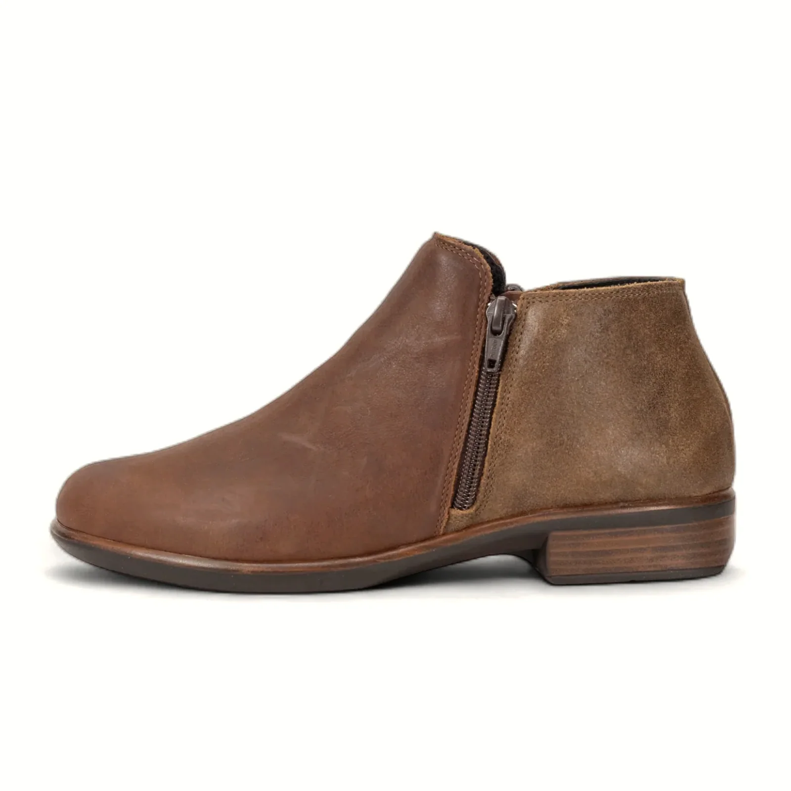 Naot Helm Ankle Boot (Women) - Soft Cognac Leather/Antique Brown Suede - Image 2