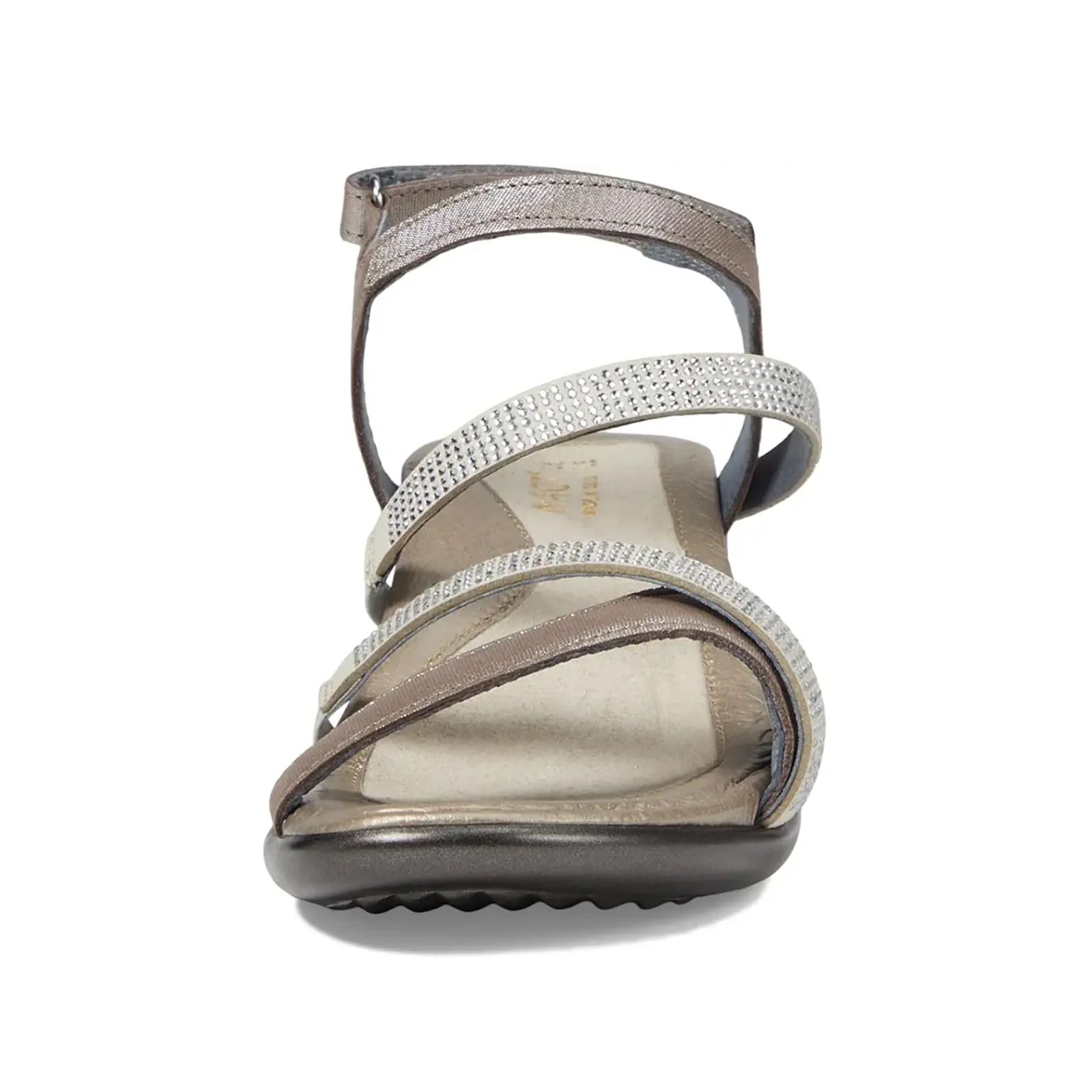 Naot Innovate Heeled Sandal (Women) - Silver Threads Leather/Beige/Clear Rhinestones - Image 4