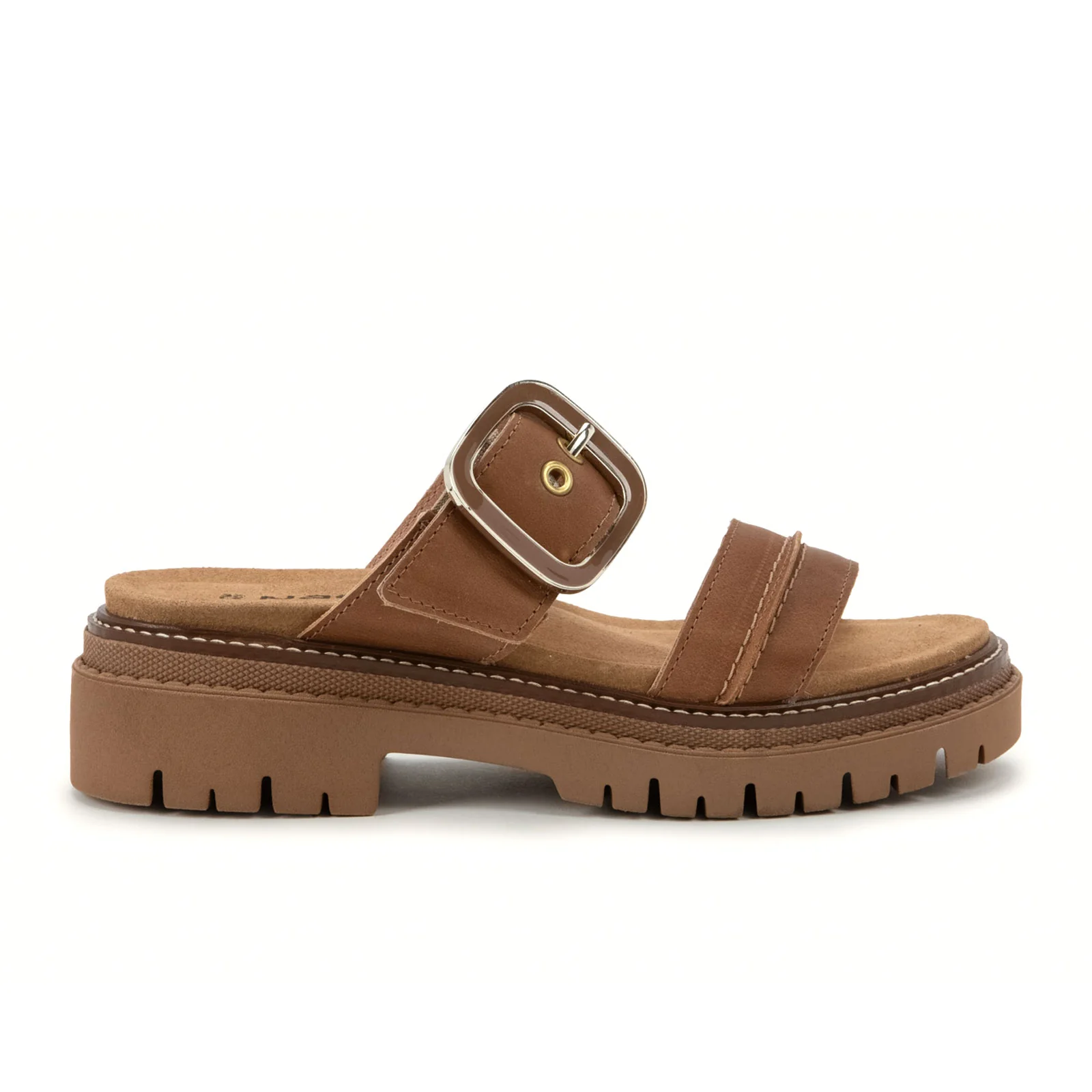 Naot Mulberry Slide Sandal (Women) - Latte Brown Leather