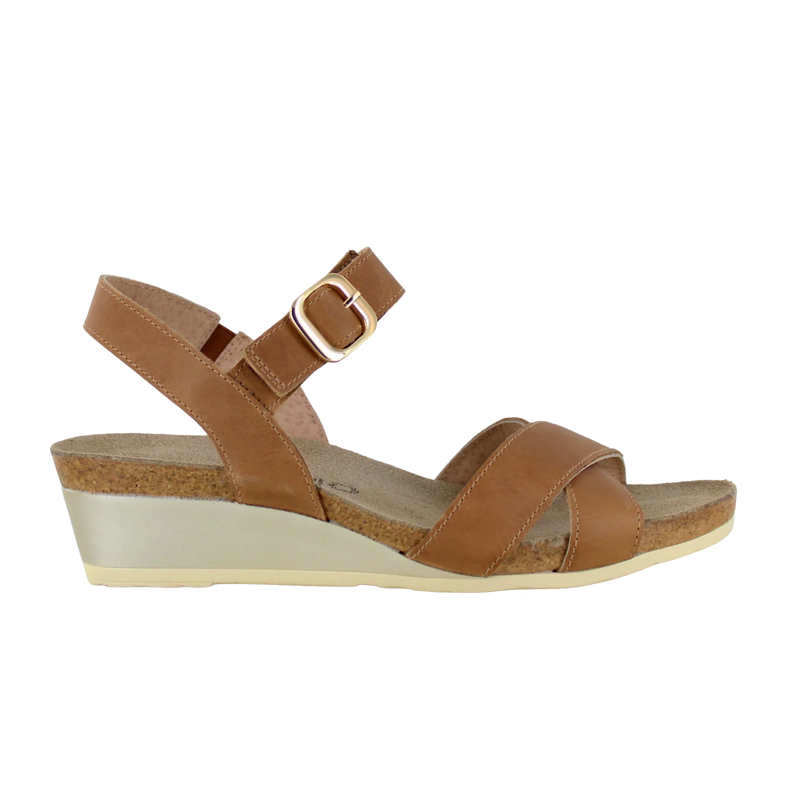 Naot Throne Wedge Sandal (Women) - Latte Brown Leather