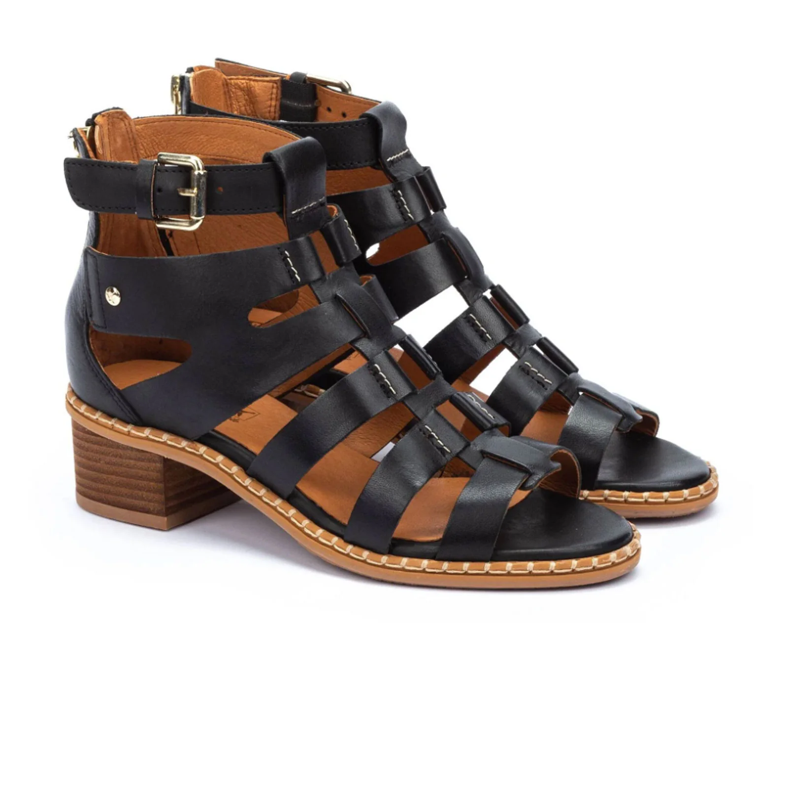 Pikolinos Blanes W3H-1823 Heeled Sandal (Women) - Black Leather - Image 2