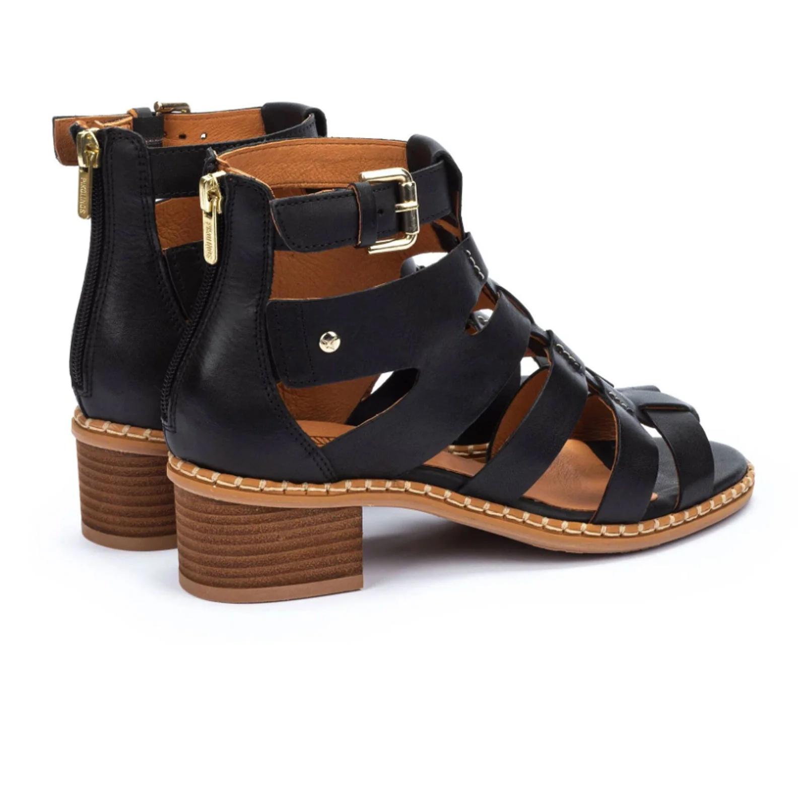 Pikolinos Blanes W3H-1823 Heeled Sandal (Women) - Black Leather - Image 3