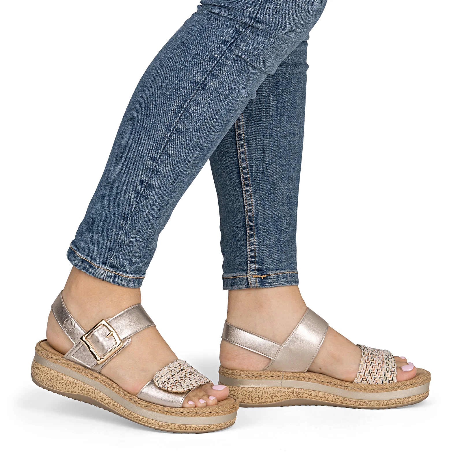 Rieker Regina 51 Wedge Sandal (Women) - Beige/Lightbrass - Image 10