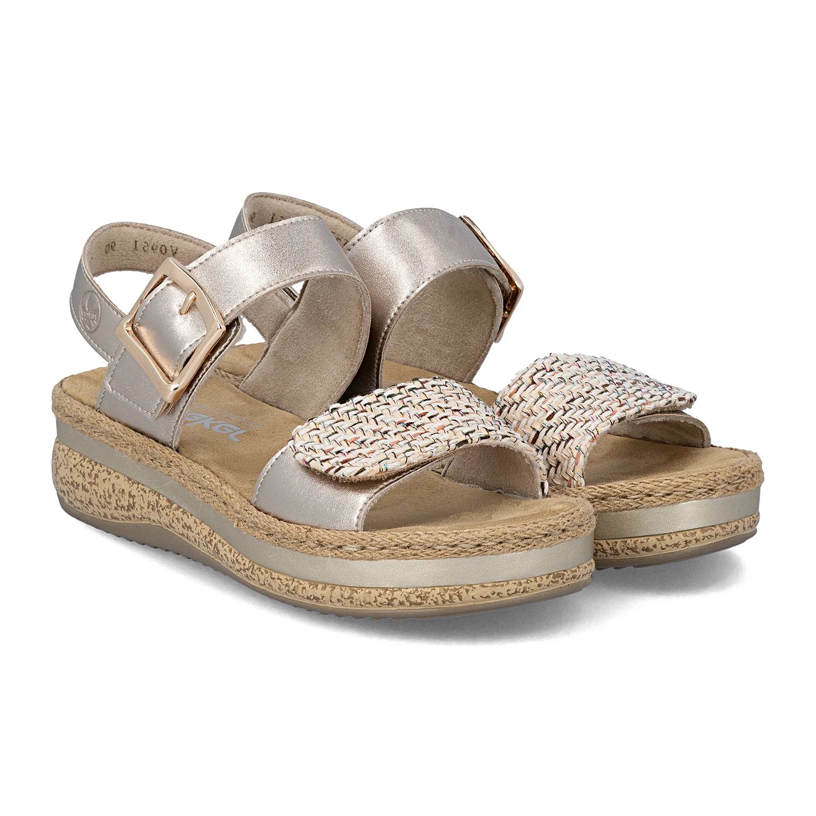 Rieker Regina 51 Wedge Sandal (Women) - Beige/Lightbrass - Image 4