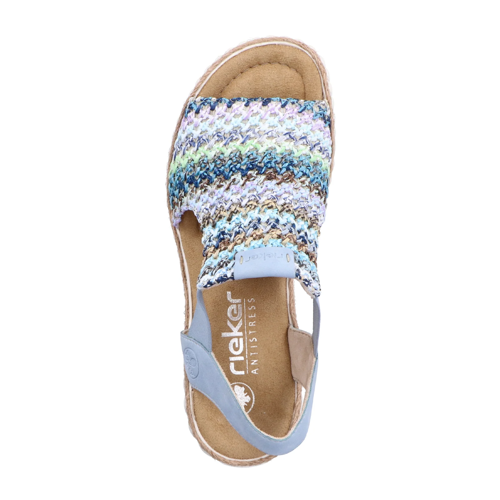 Rieker Rose 72 Wedge Sandal (Women) - Blue Multi/Aqua - Image 4