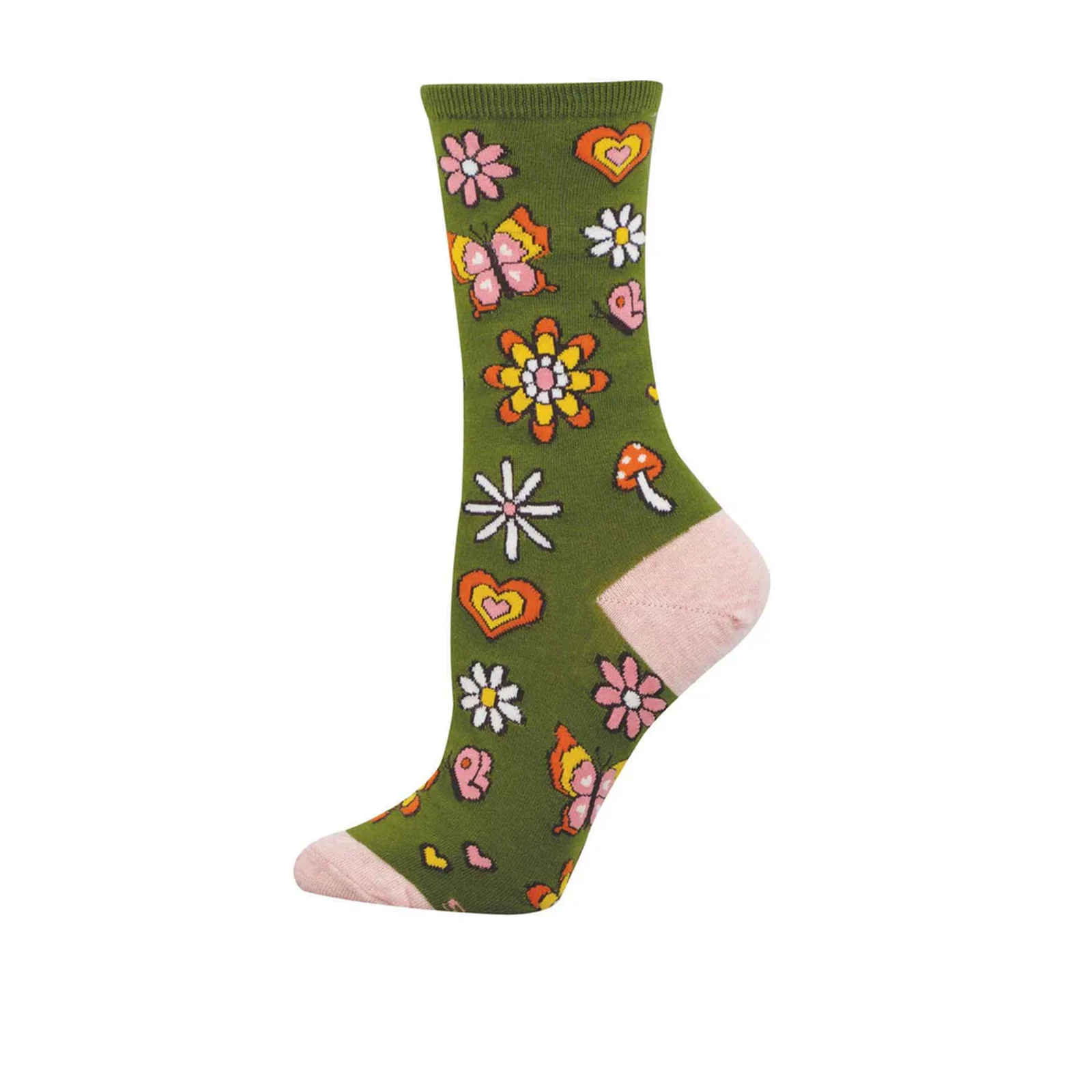 SockSmith Hazy Daisey Crew Sock (Women) - Green - Image 2