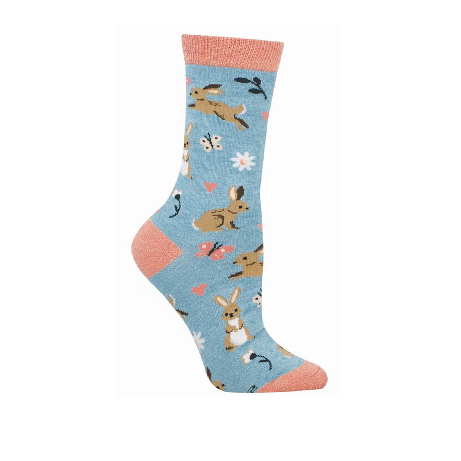 SockSmith Love Me Some Bunny Crew Sock (Women) - Blue Heather