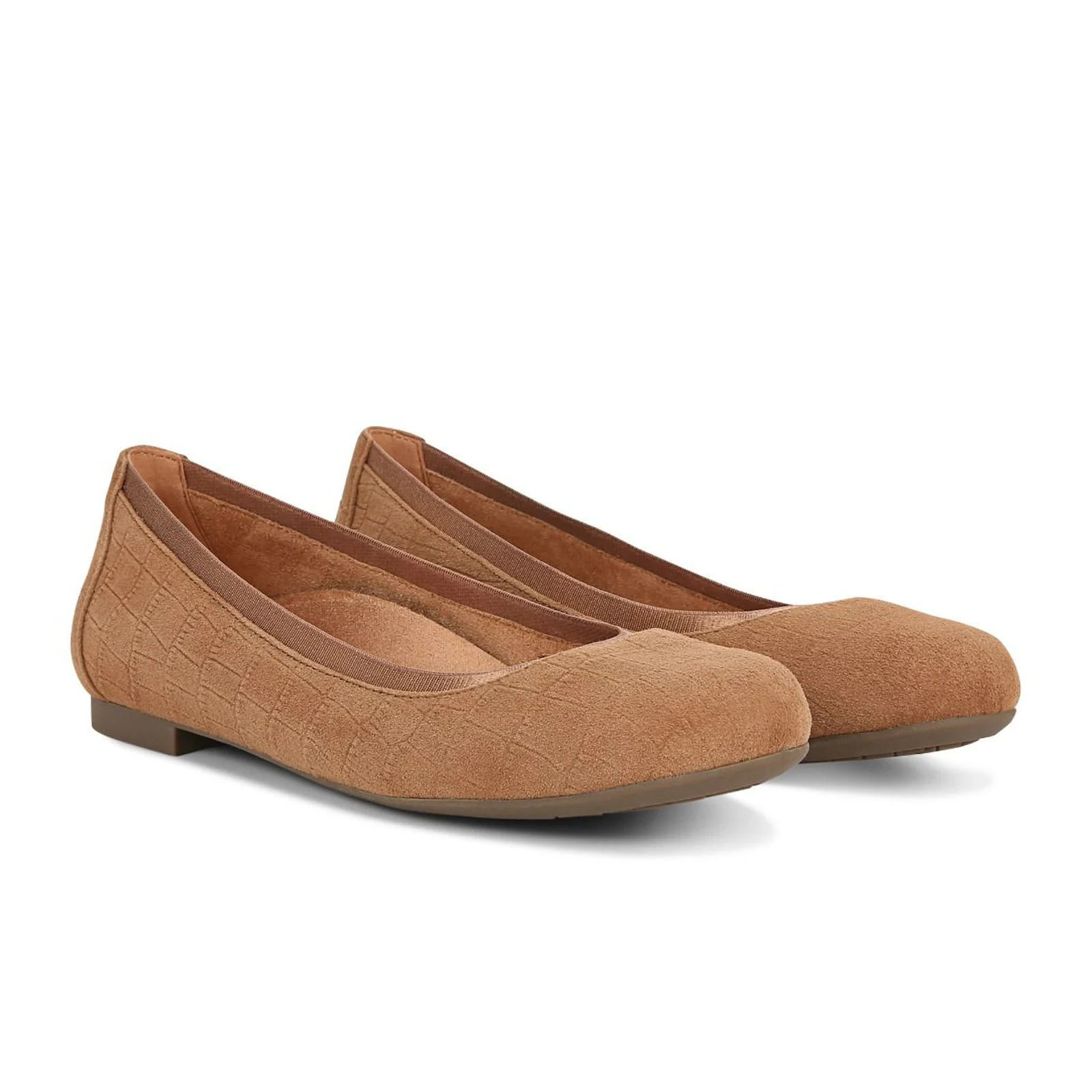 Vionic Anita Flat (Women) - Tan Croc Embossed Suede - Image 2
