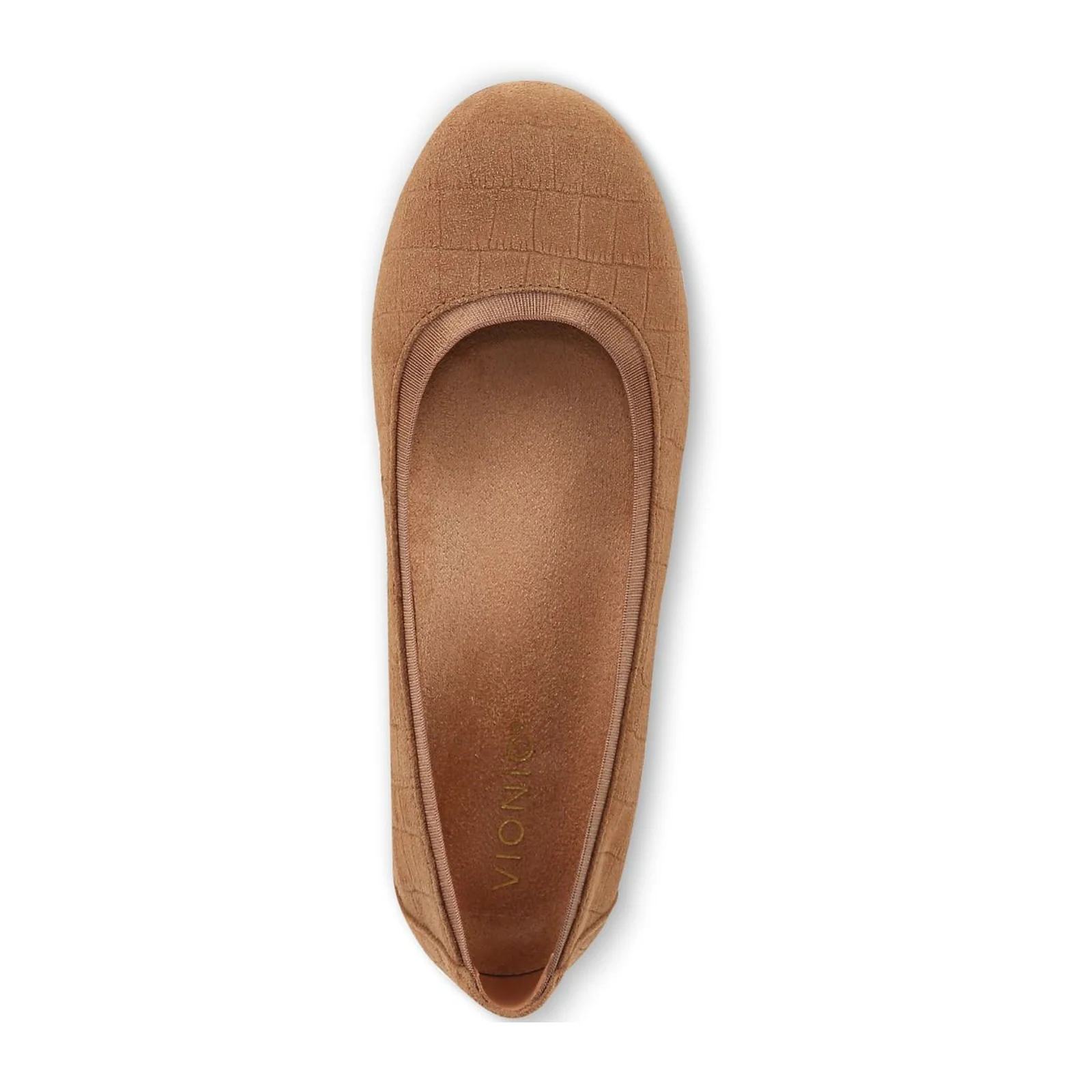 Vionic Anita Flat (Women) - Tan Croc Embossed Suede - Image 3