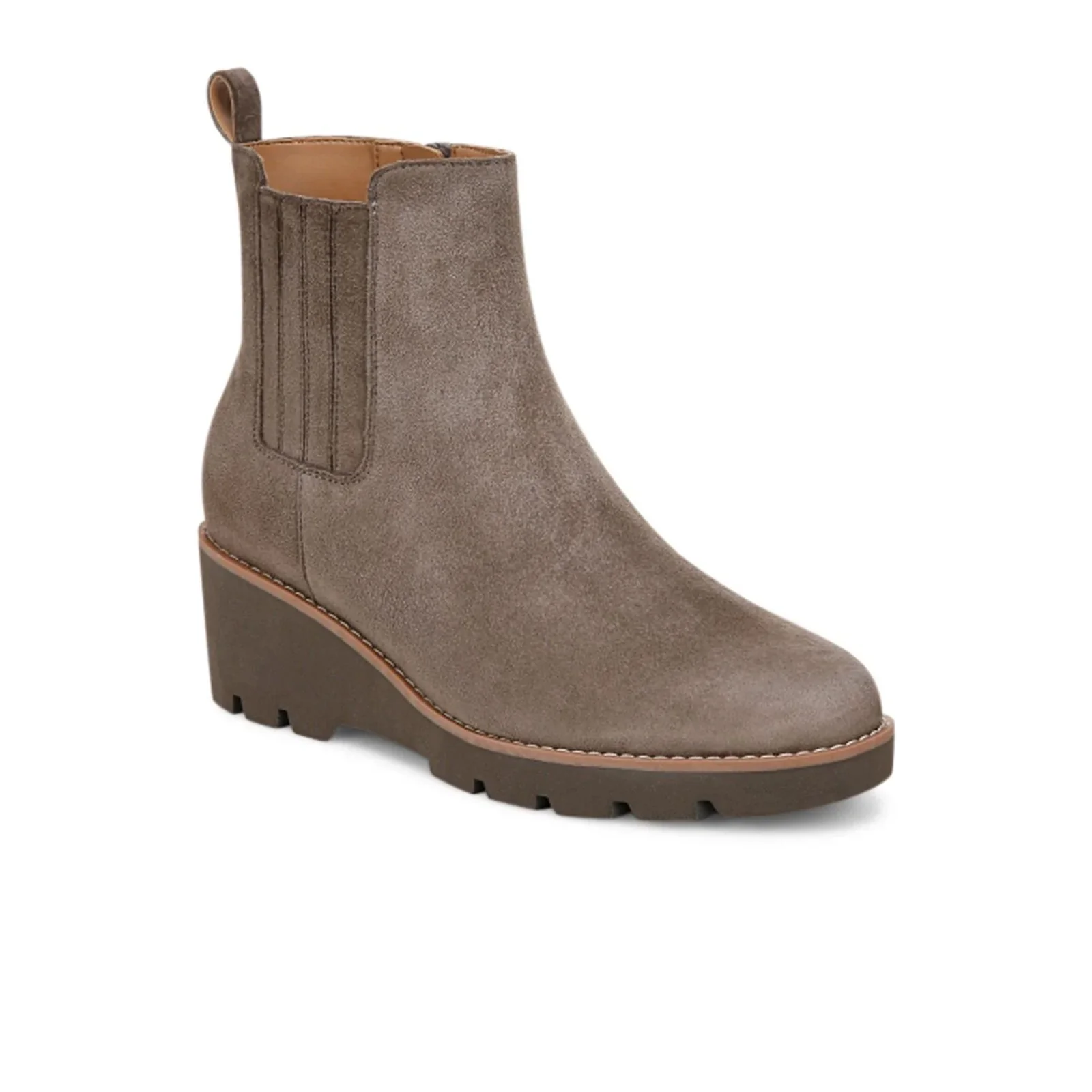 Vionic Aria Wedge Boot (Women) - Stone Grey Waxed Suede - Image 3