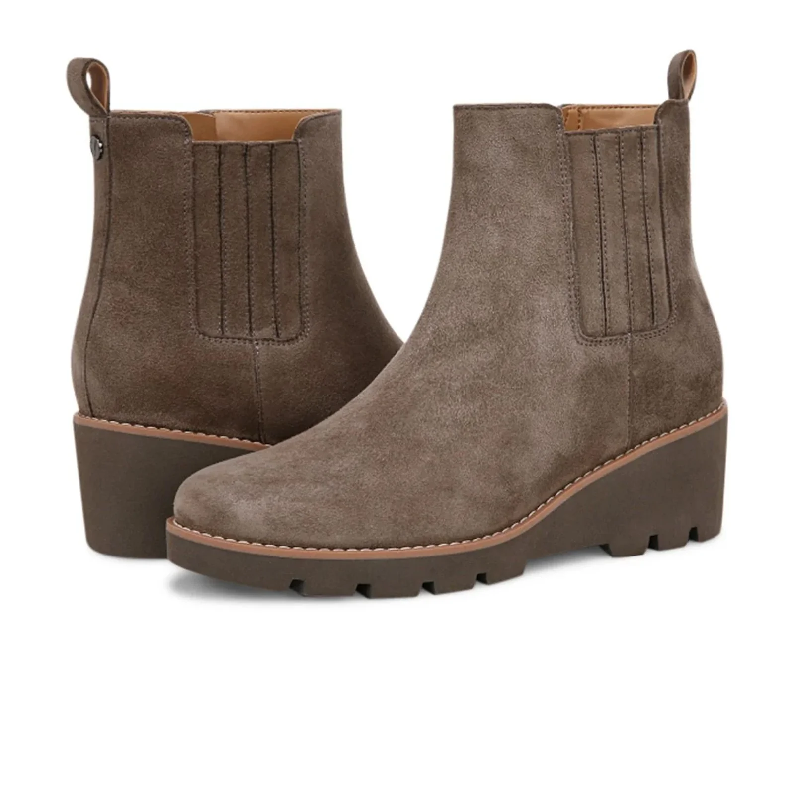 Vionic Aria Wedge Boot (Women) - Stone Grey Waxed Suede - Image 4