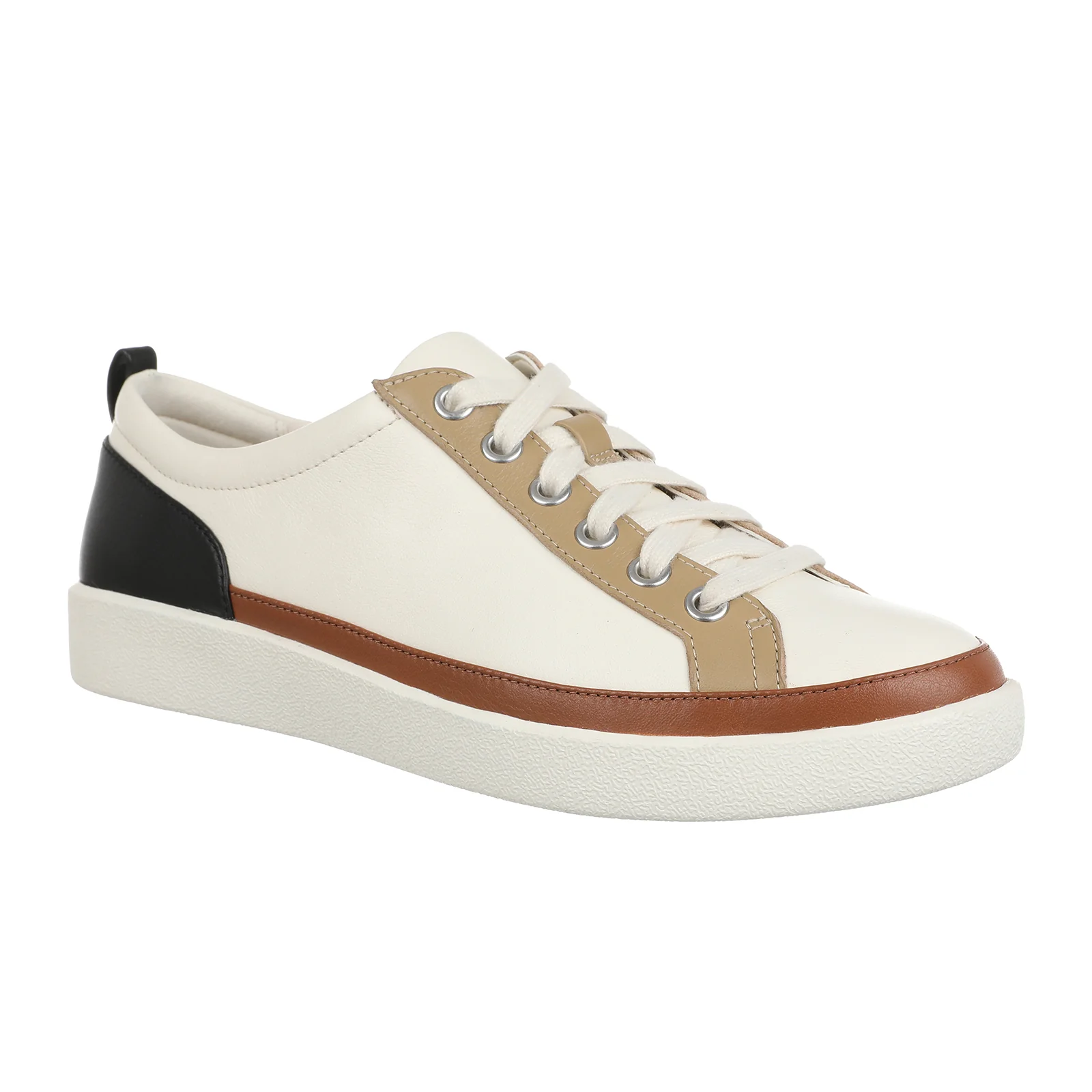 Vionic Winny Sneaker (Women) - Ivory/Black Tumbled Leather