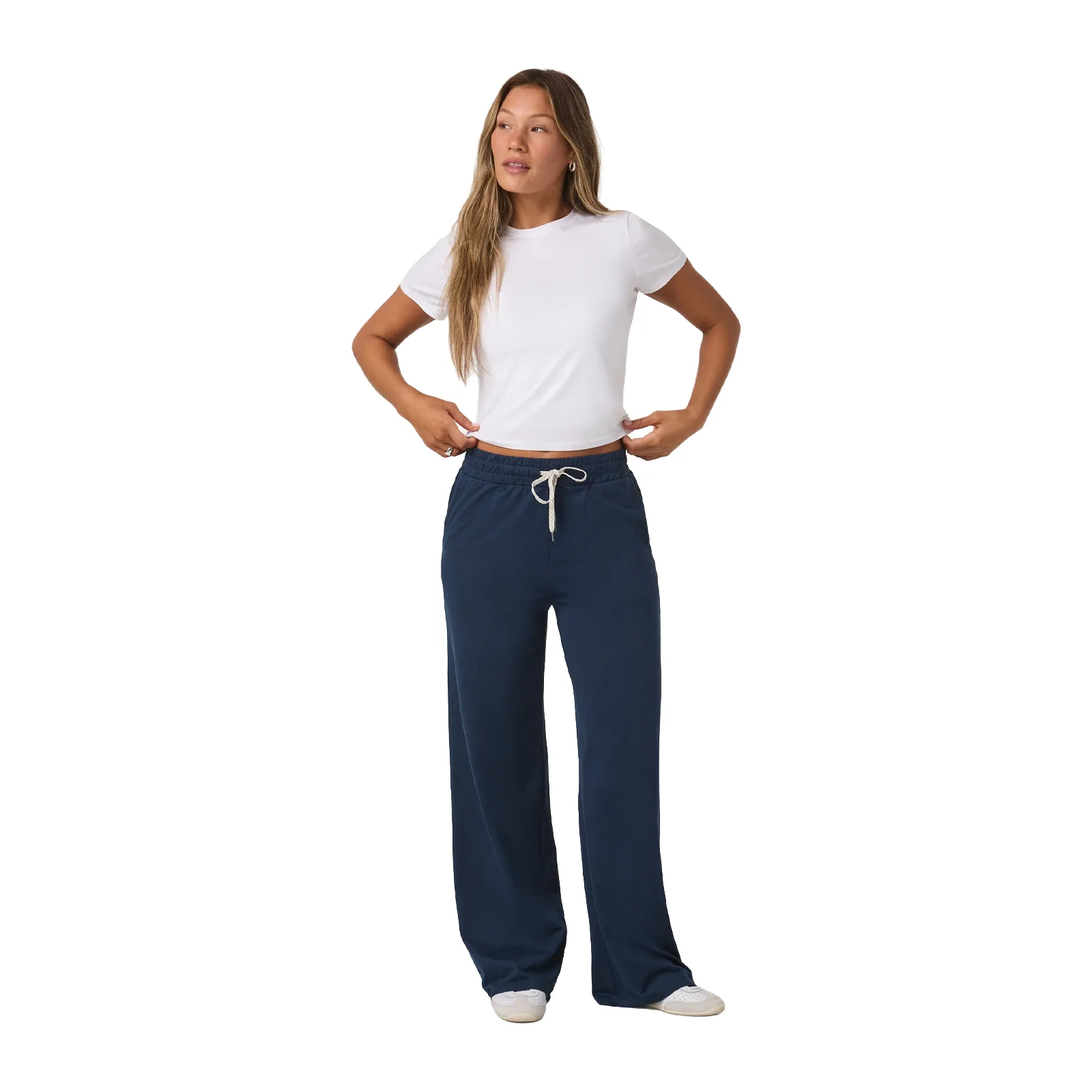 Vuori Halo Essential Wideleg Pant (Women) - Blue Coast Heather - Image 4