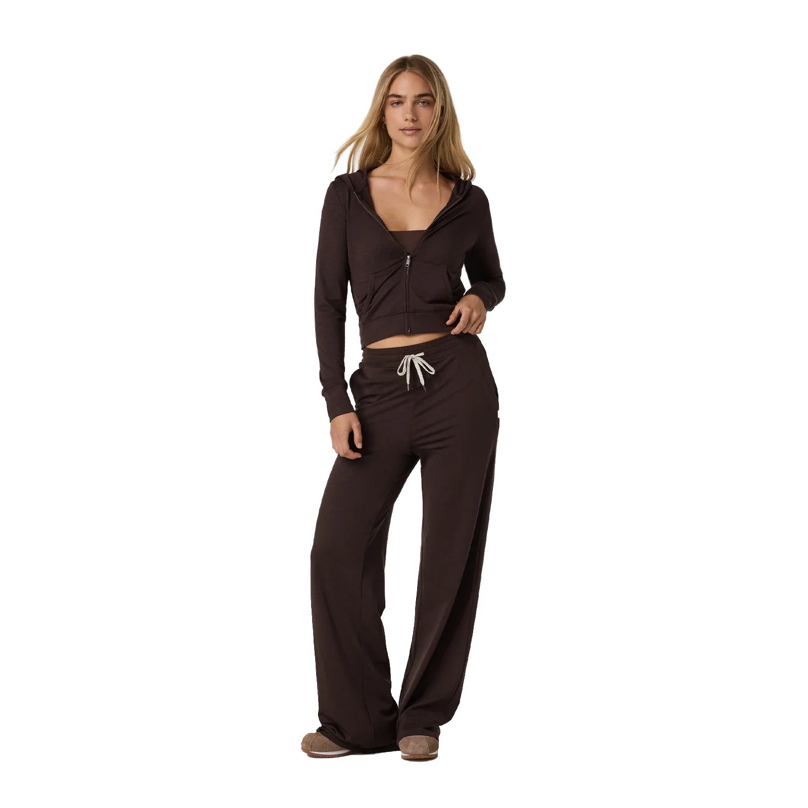 Vuori Halo Mini FZ Hoodie (Women) - Java Heather - Image 4