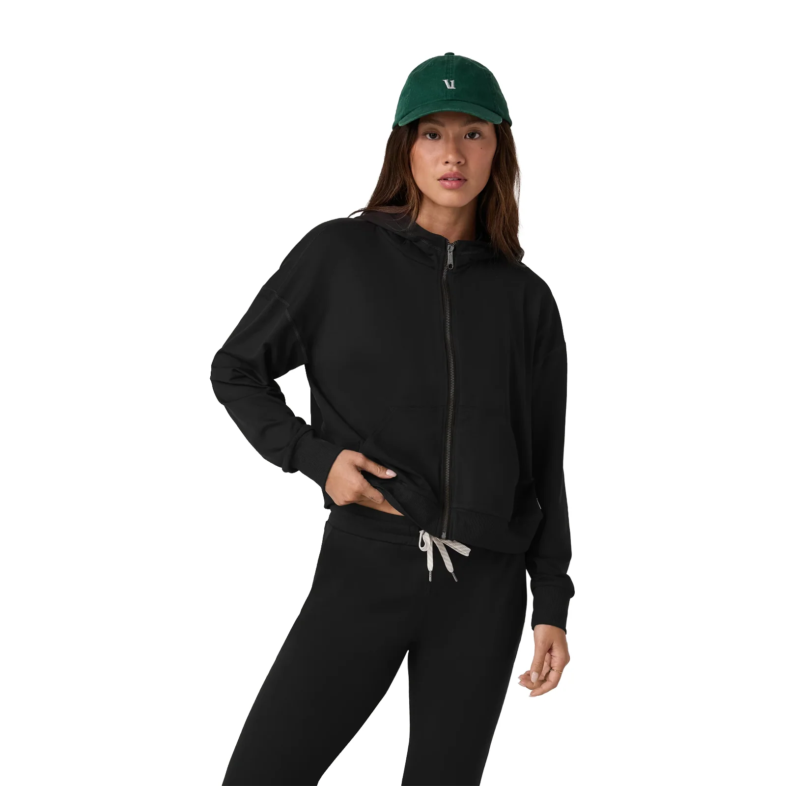 Vuori Halo Modern Full Zip (Women) - True Black - Image 3