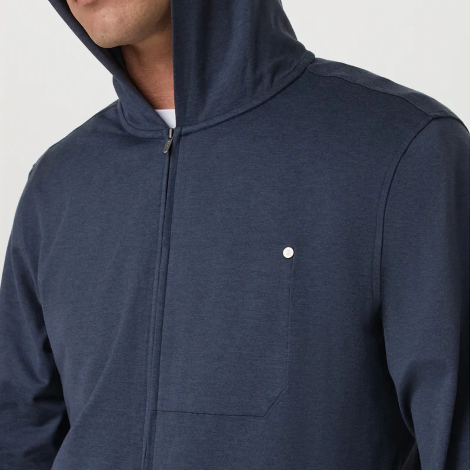 Vuori Ponto Full Zip Hoodie (Men) - Dark Azure Heather - Image 6