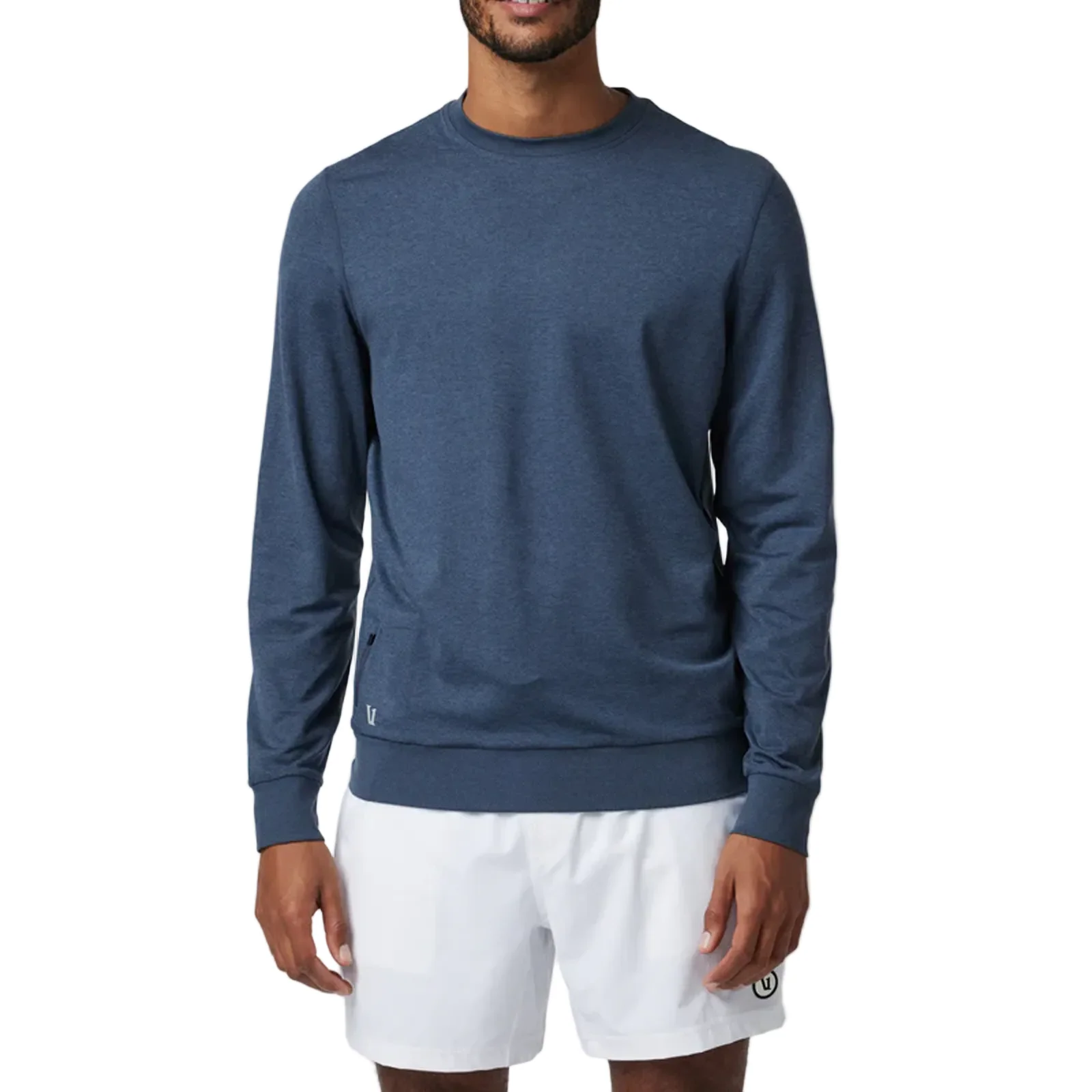 Vuori Ponto Performance Long Sleeve Crew (Men) - Azure Heather - Image 2