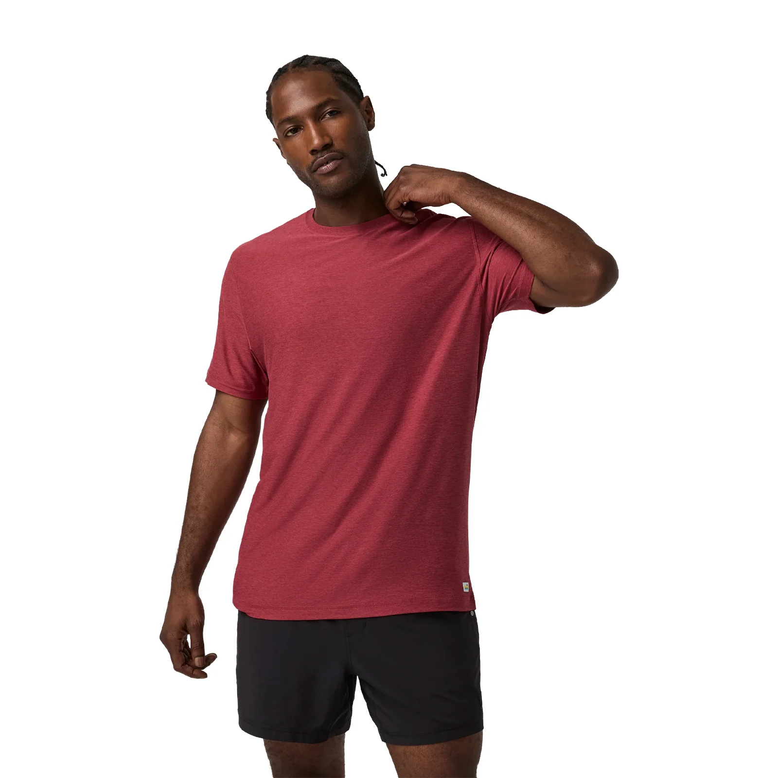 Vuori Strato Tech Tee (Men) - Sour Cherry Heather - Image 2