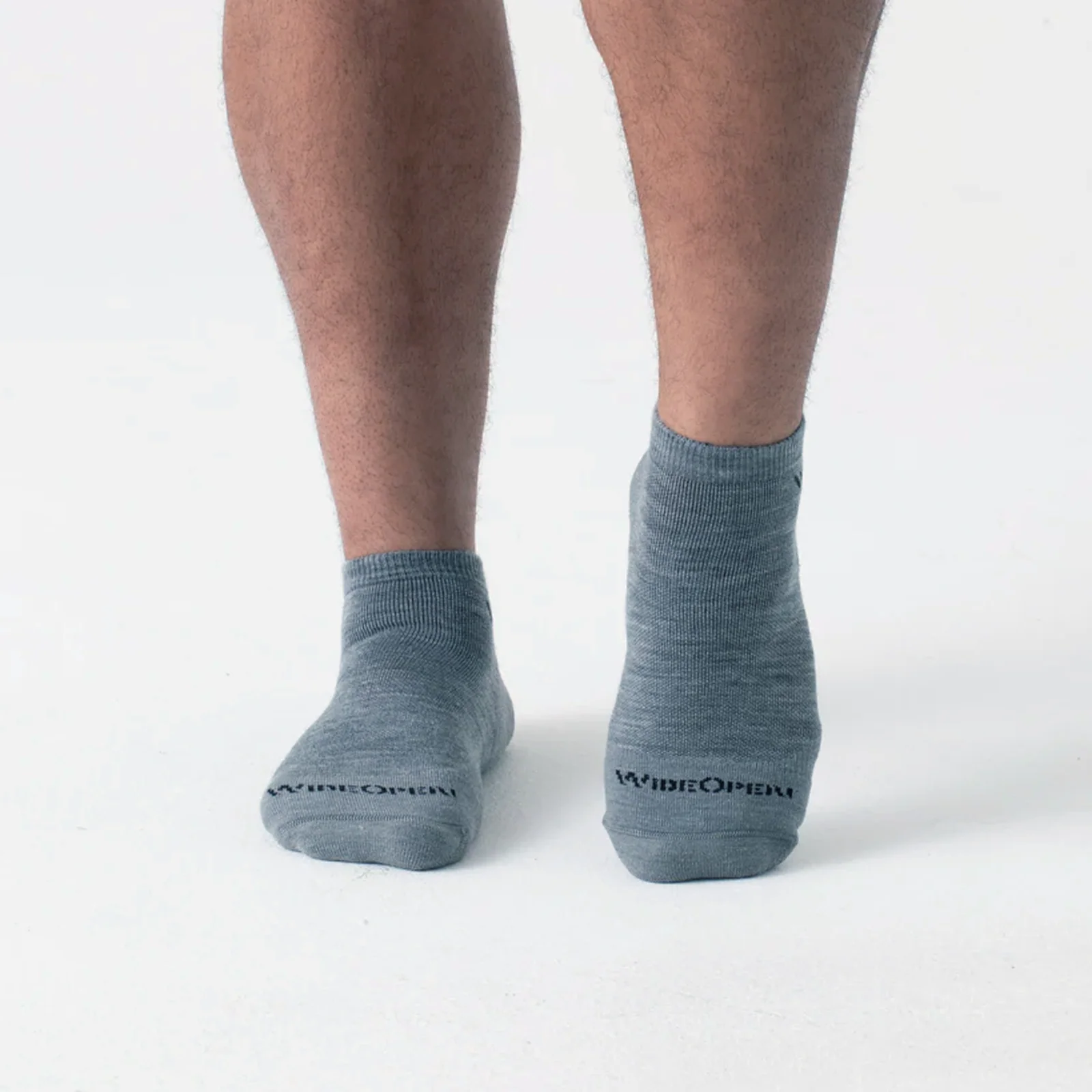 Wide Open Solid Cushioned No Show Sock (Men) - Light Grey - Image 3