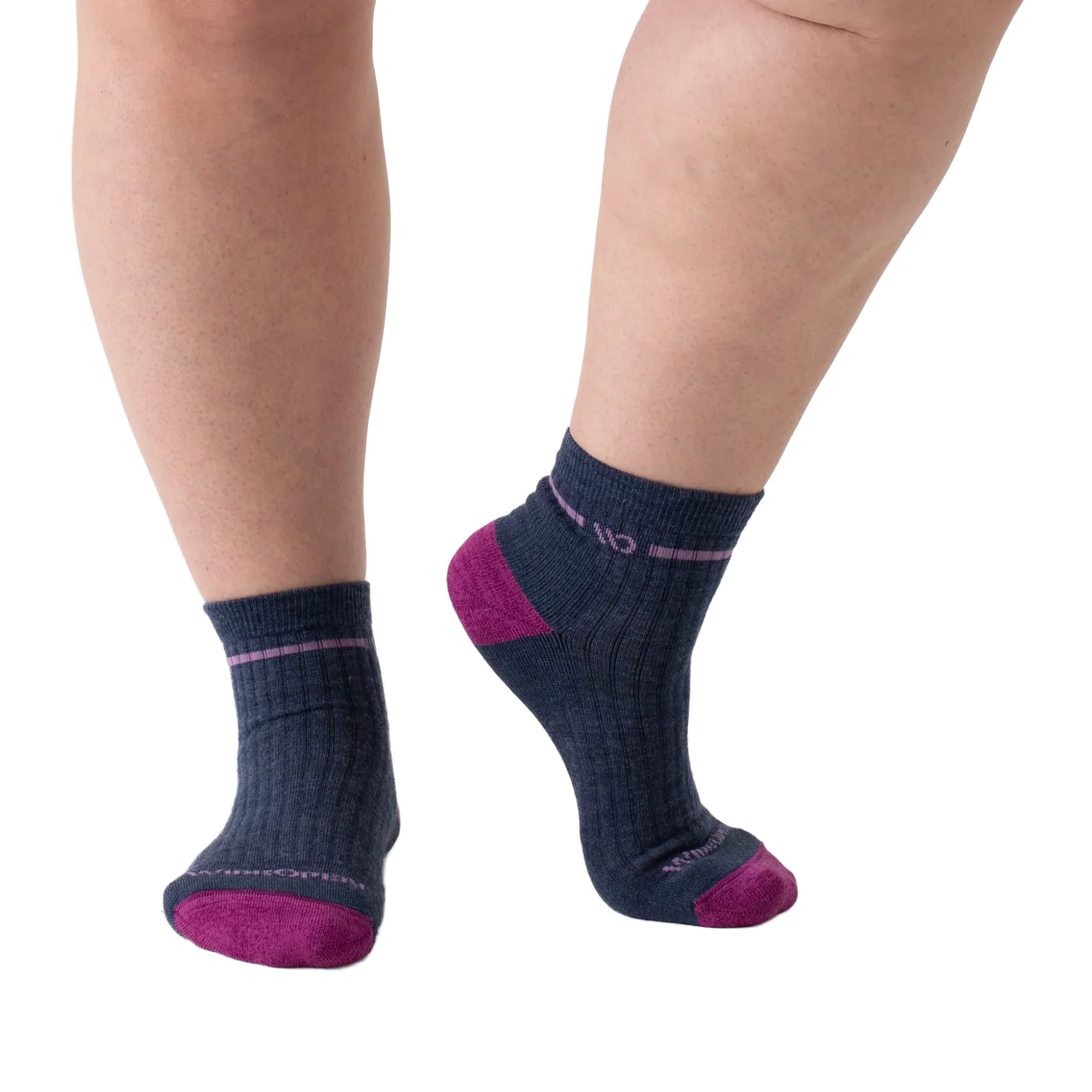 Wide Open Solid Cushioned Quarter Sock (Women) - Denim - Image 4