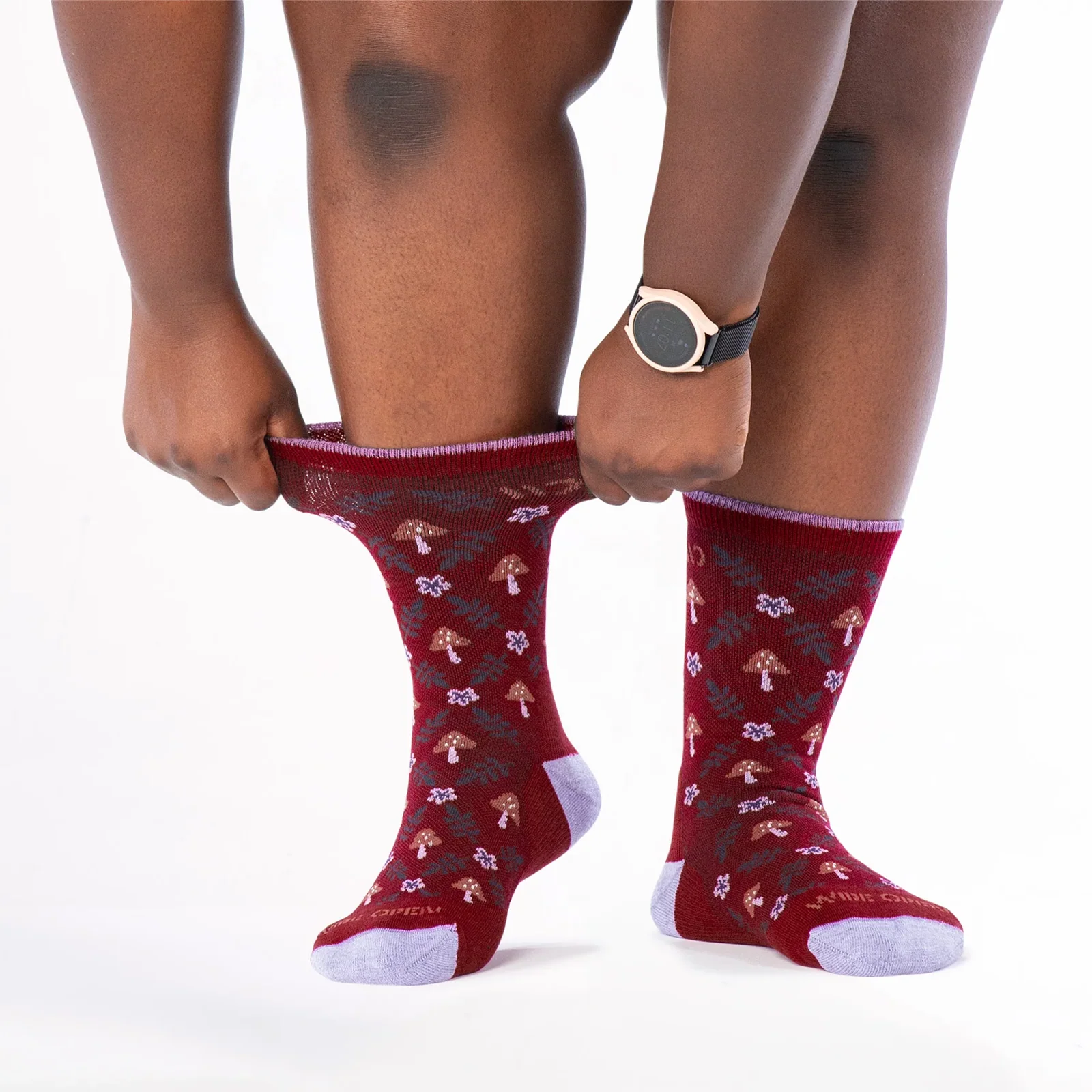Wide Open Wildwood Cushioned Crew Sock (Women) - Burgundy - Image 5